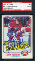 Larry Robinson 1981 82 Topps SGC Coa Autograph Authentic Hand Signed