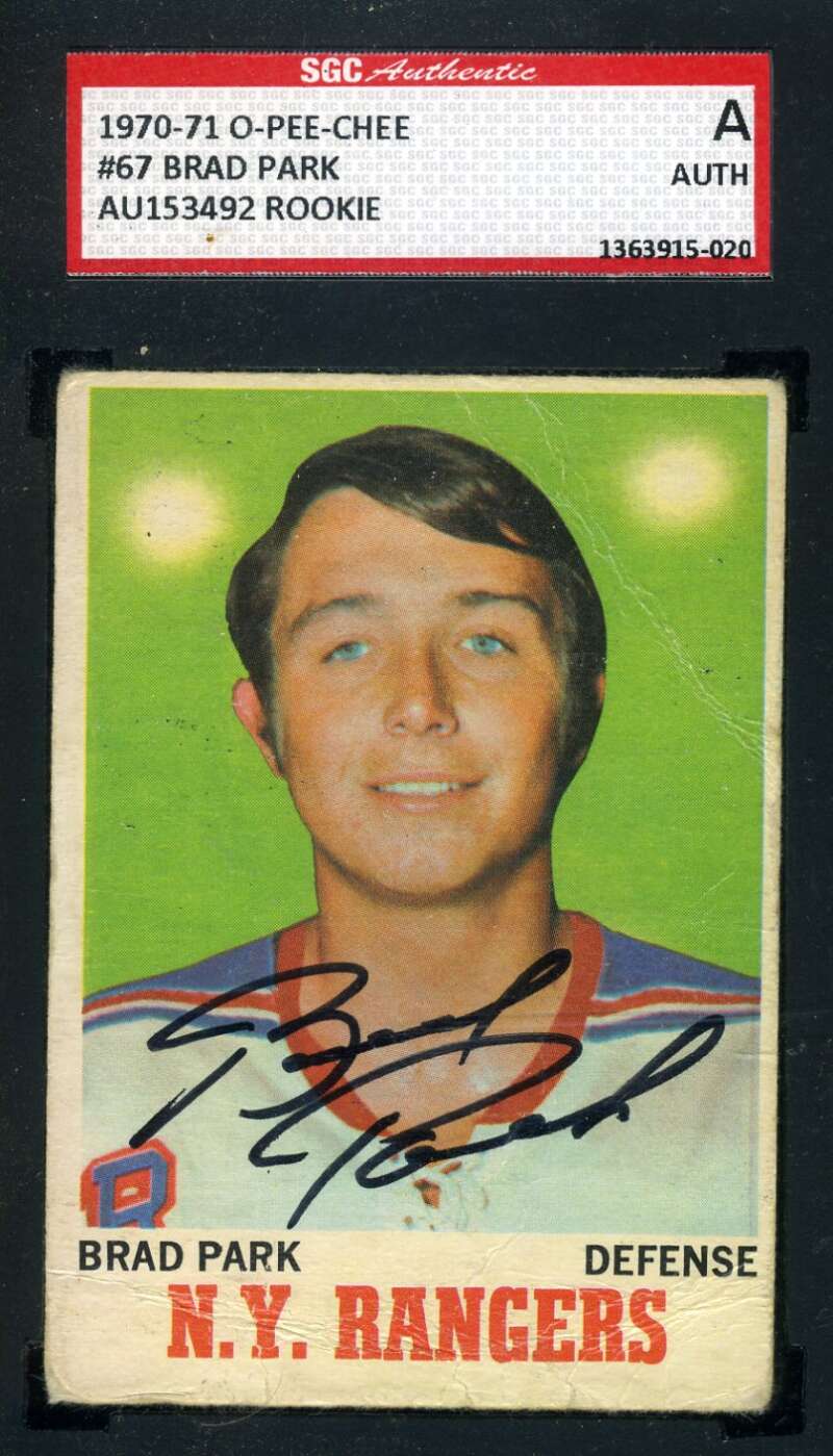 Brad Park Rookie 1970 71 OPC Vintage SGC Coa Autograph Authentic Hand Signed