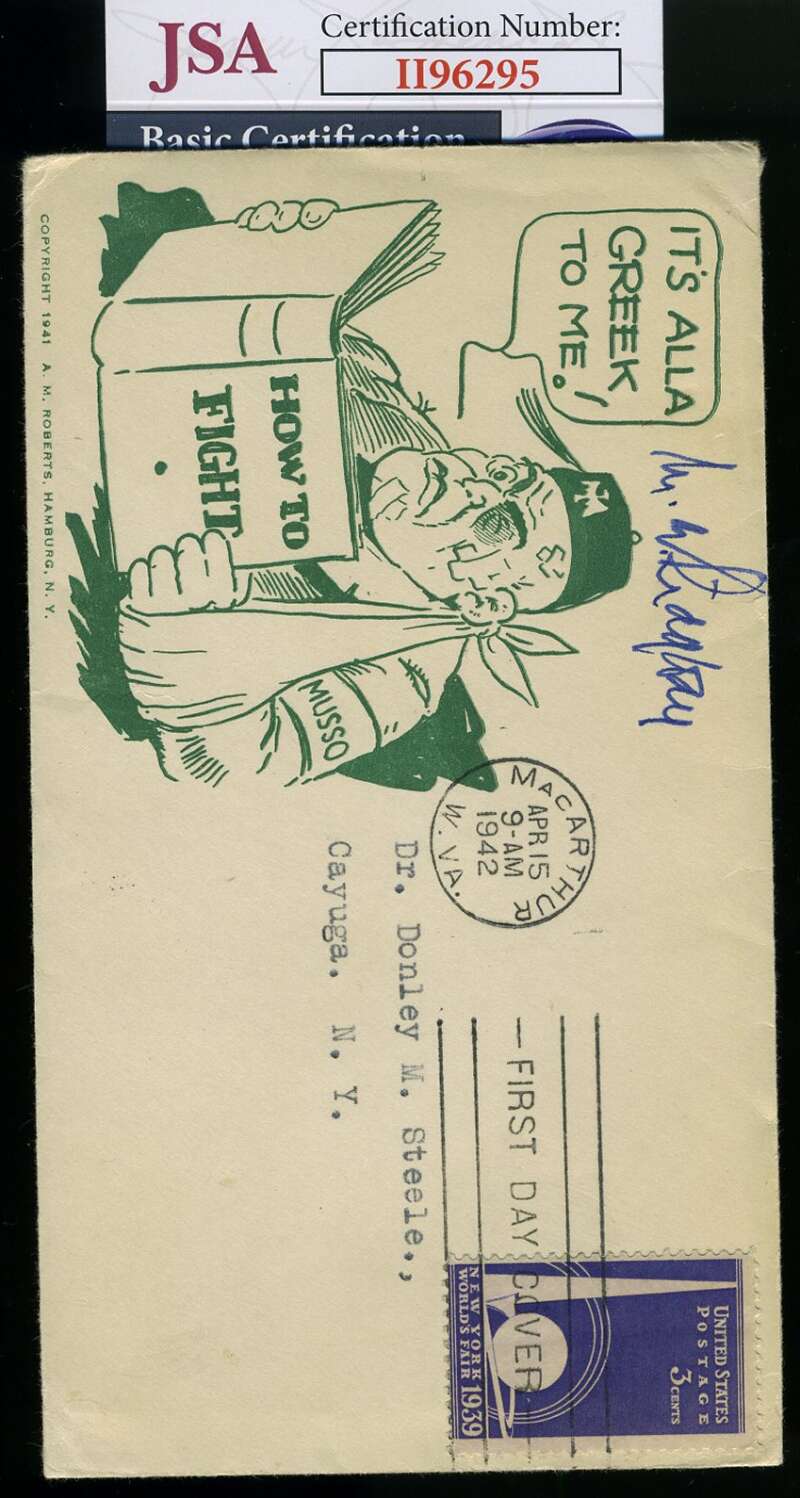General Matthew Ridgway JSA Coa Hand Signed 1942 WWII FDC Cache Autograph