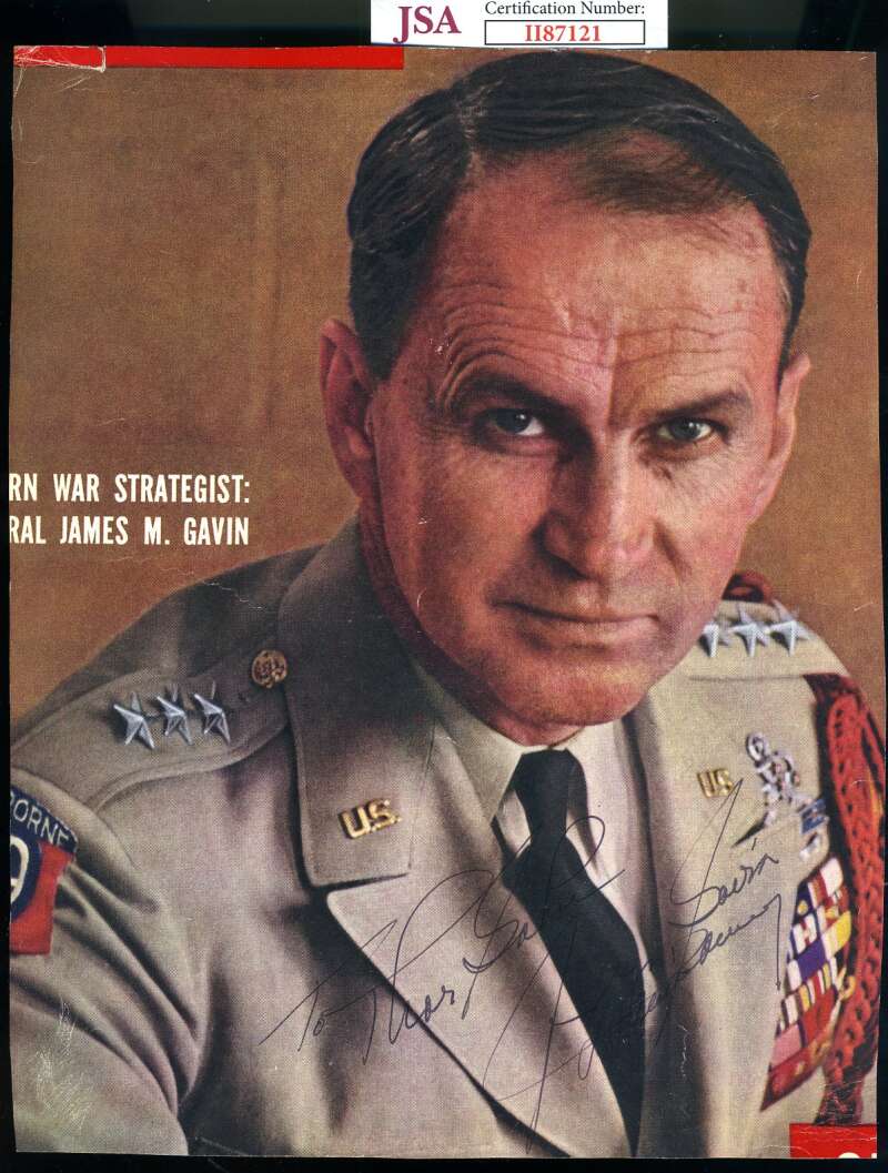 Lt General James Gavin JSA Coa Hand Signed 8x10 Photo Page Autograph