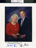 George And Barbara Bush JSA Coa Hand Signed 8x10 Photo Autograph