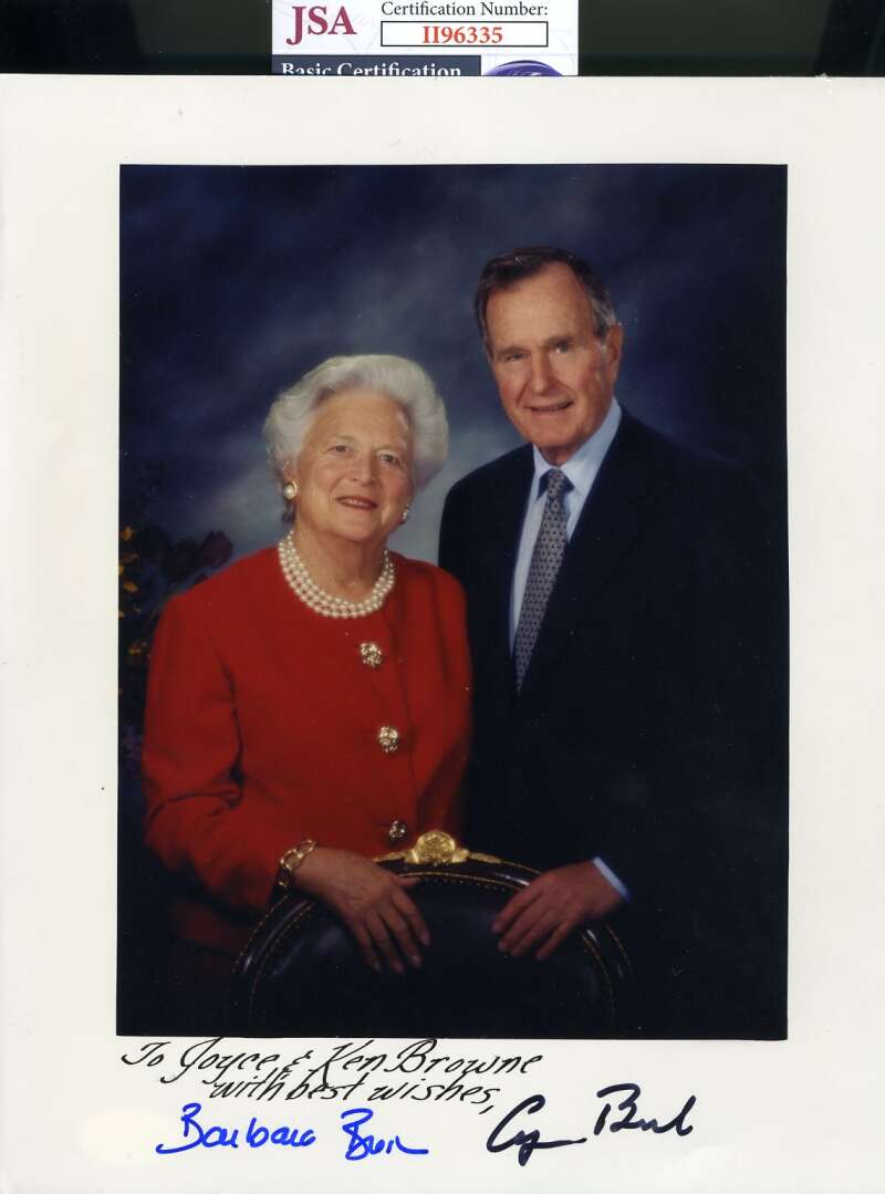 George And Barbara Bush JSA Coa Hand Signed 8x10 Photo Autograph