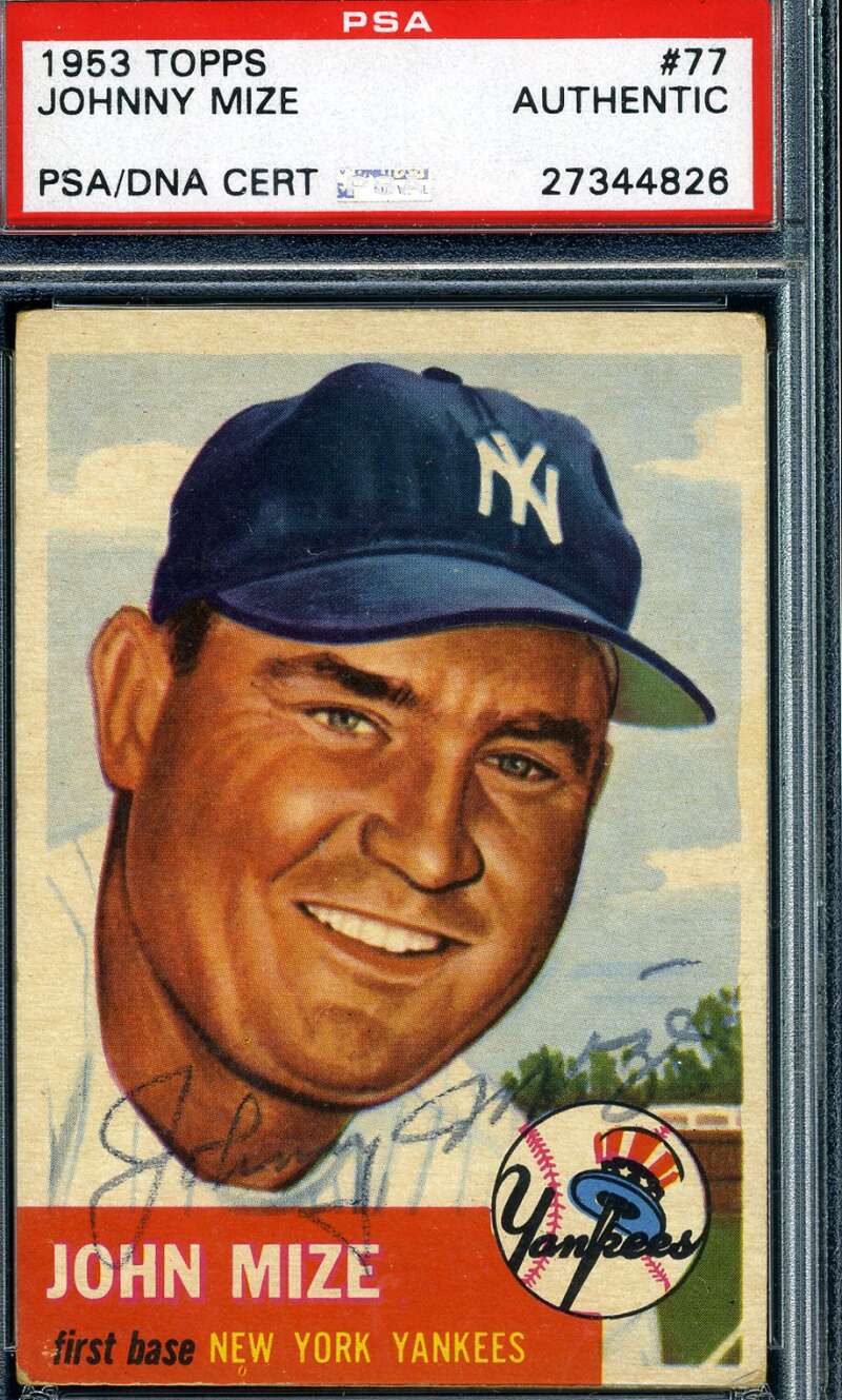 Johnny Mize PSA DNA Coa Autograph 1953 Topps Hand Signed