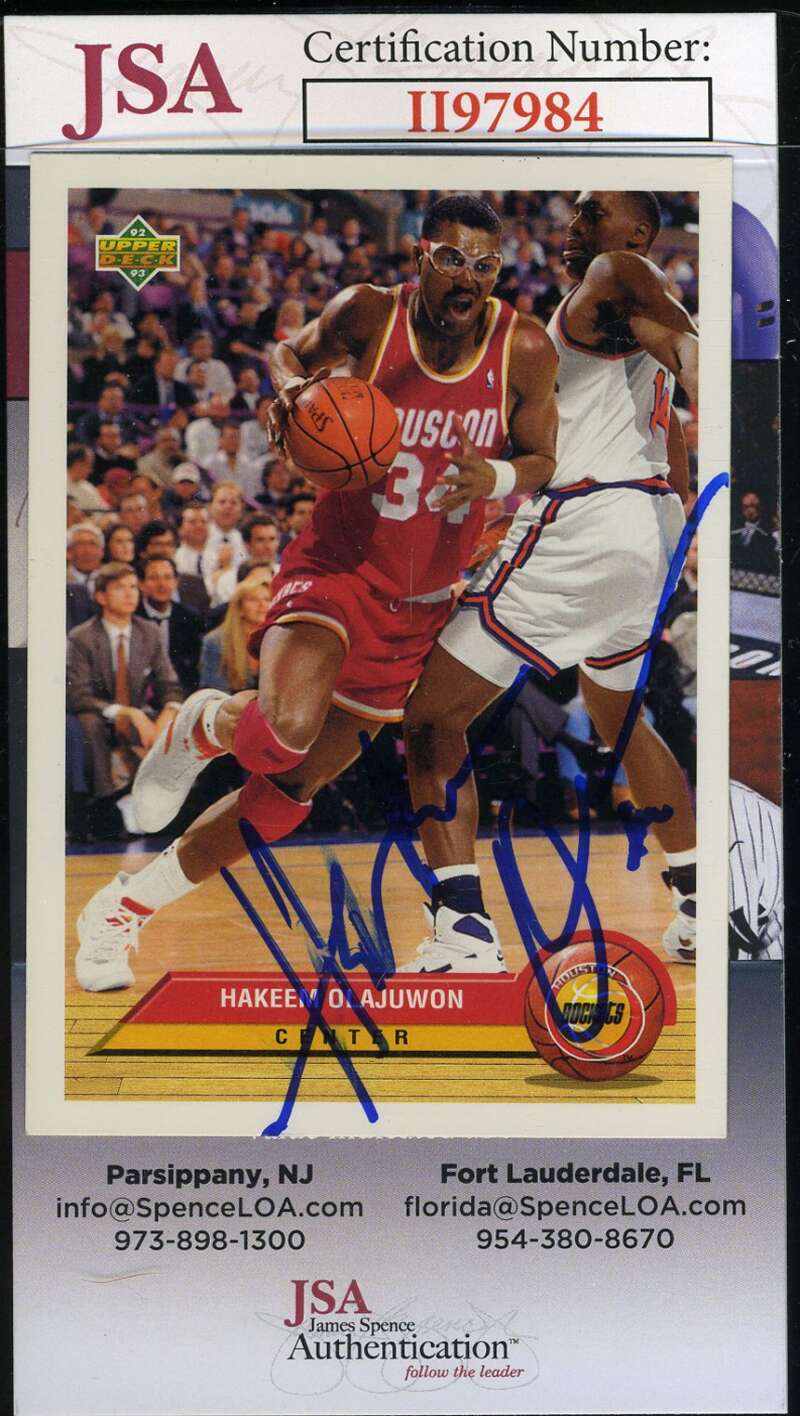 Akeem Olajuwon JSA Coa Autograph 1992 Upper Deck Hand Signed
