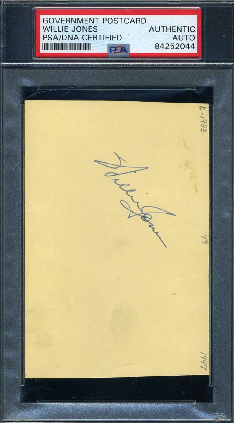 Willie Pudddin Head Jones PSA DNA Coa Autograph Hand Signed 1952 GPC Government Postcard