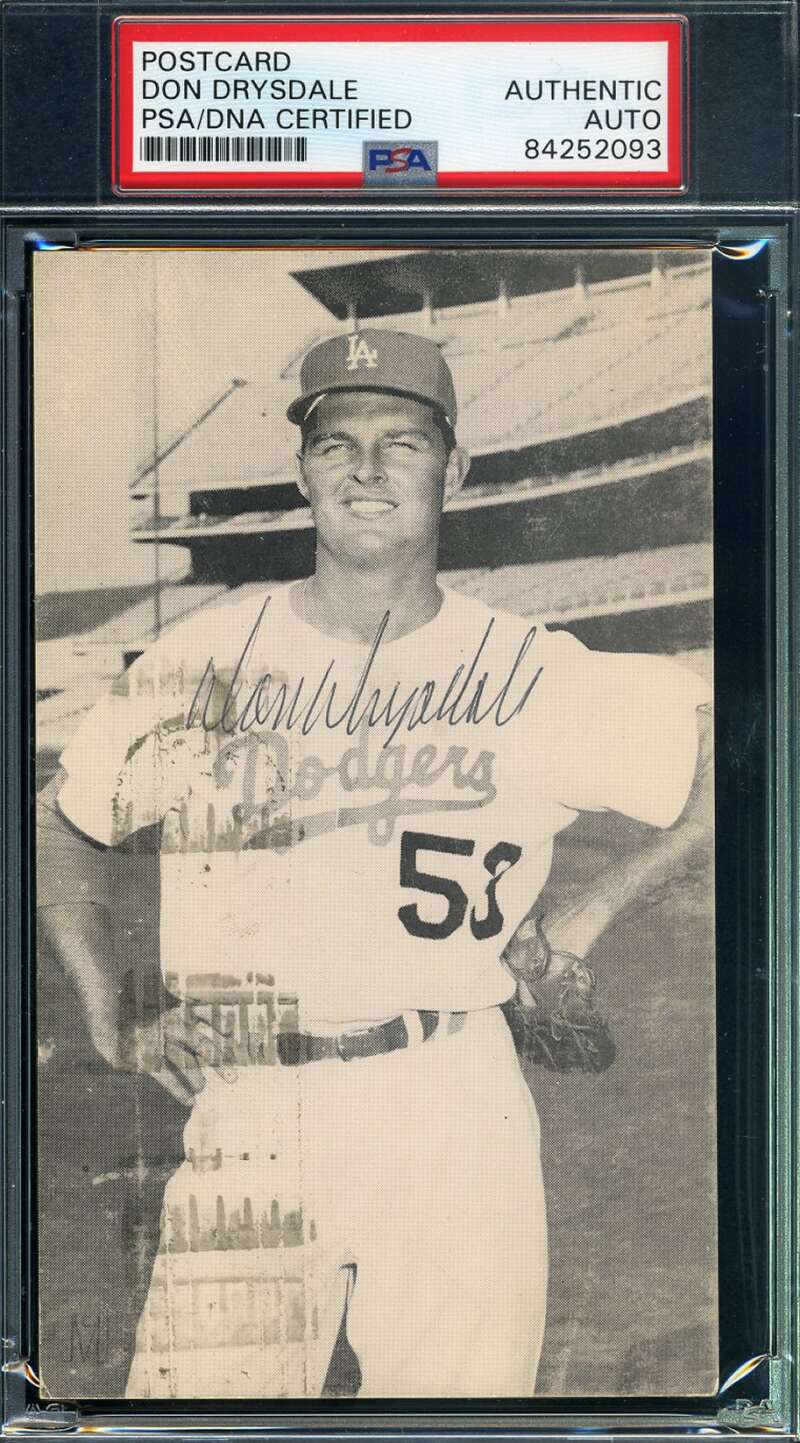Don Drysdale PSA DNA Cert Autograph Hand Signed 1964 Photo Postcard