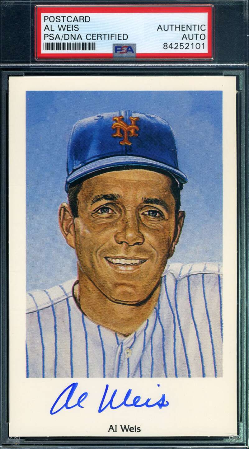 Al Weis PSA DNA Coa Autograph Signed Ron Lewis Mets Photo Postcard