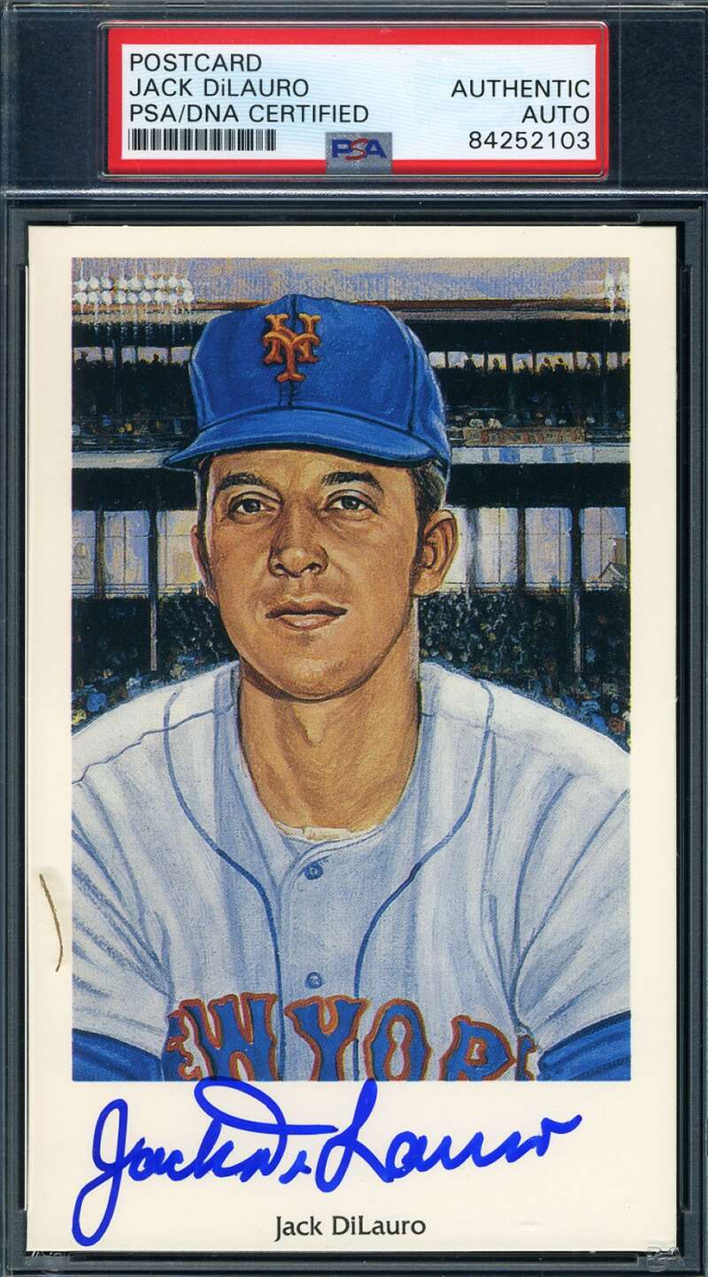 Jack DiLauro PSA DNA Coa Autograph Signed Ron Lewis Mets Photo Postcard