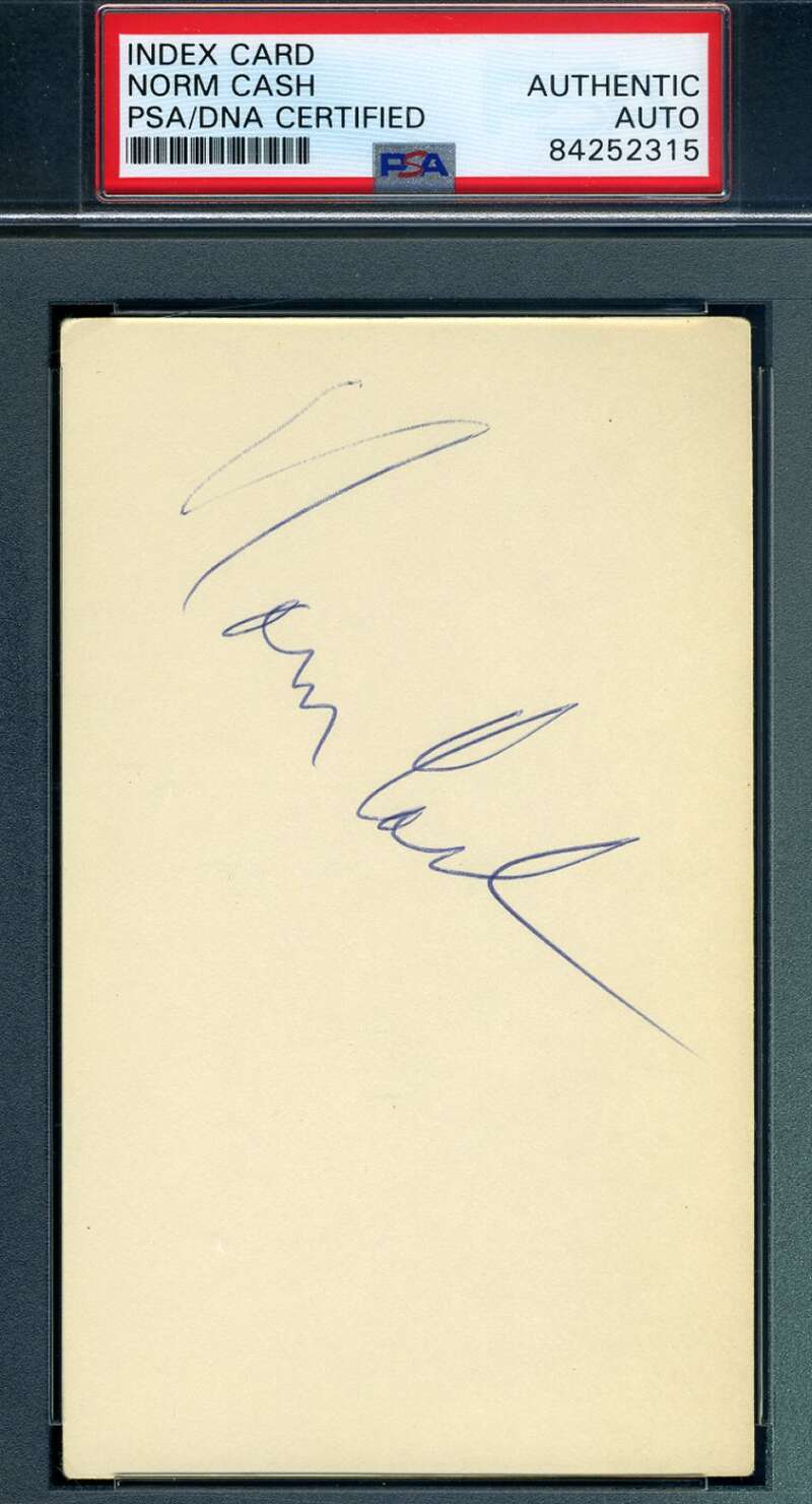 Norm Cash PSA DNA Coa Autograph Hand Signed 3x5 Index Card