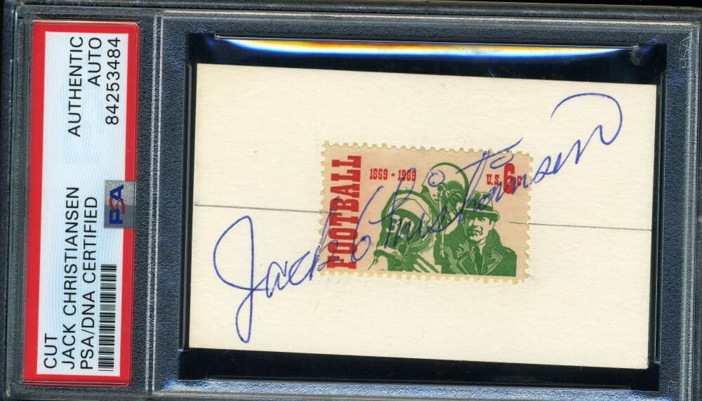 Jack Christensen PSA DNA Coa Hand Signed 1969 Football Stamp Display Autograph