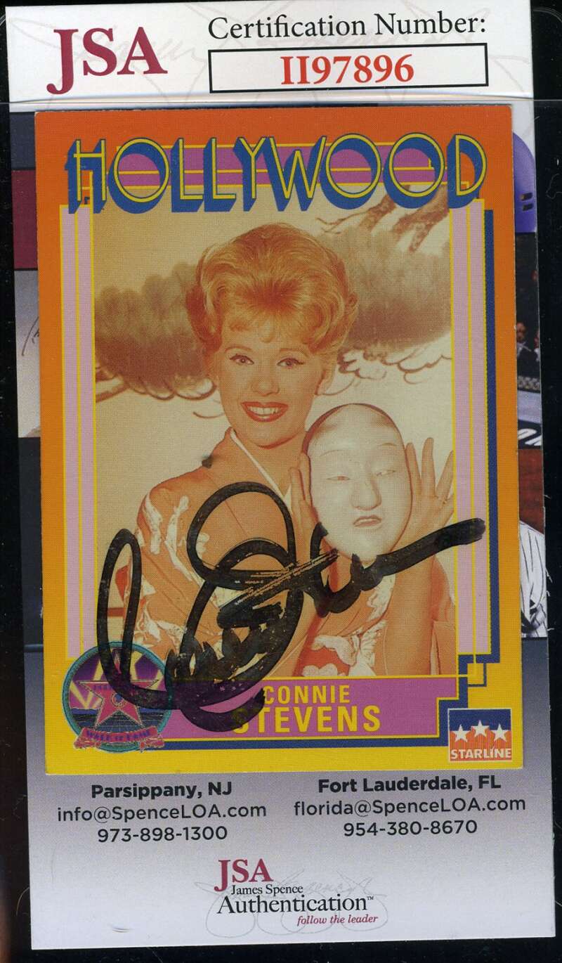 Connie Stevens JSA Coa Hand Signed 1991 Starline Hollywood Card Autograph