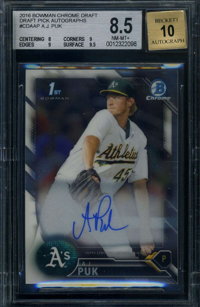 Aj Puk Beckett Nm Mt 8.5 2016 Bowman Chrome Rookie