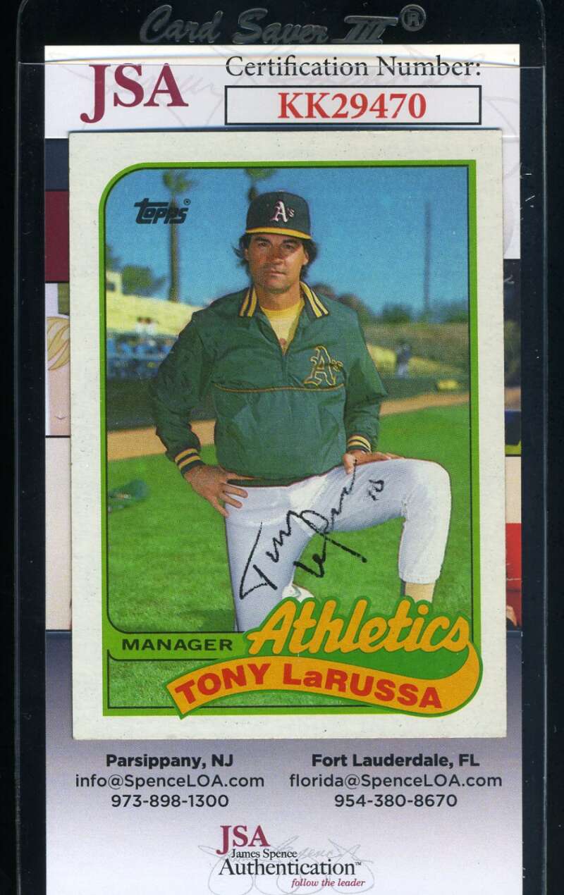 Tony Larussa JSA Coa Autograph 1989 Topps Hand Signed