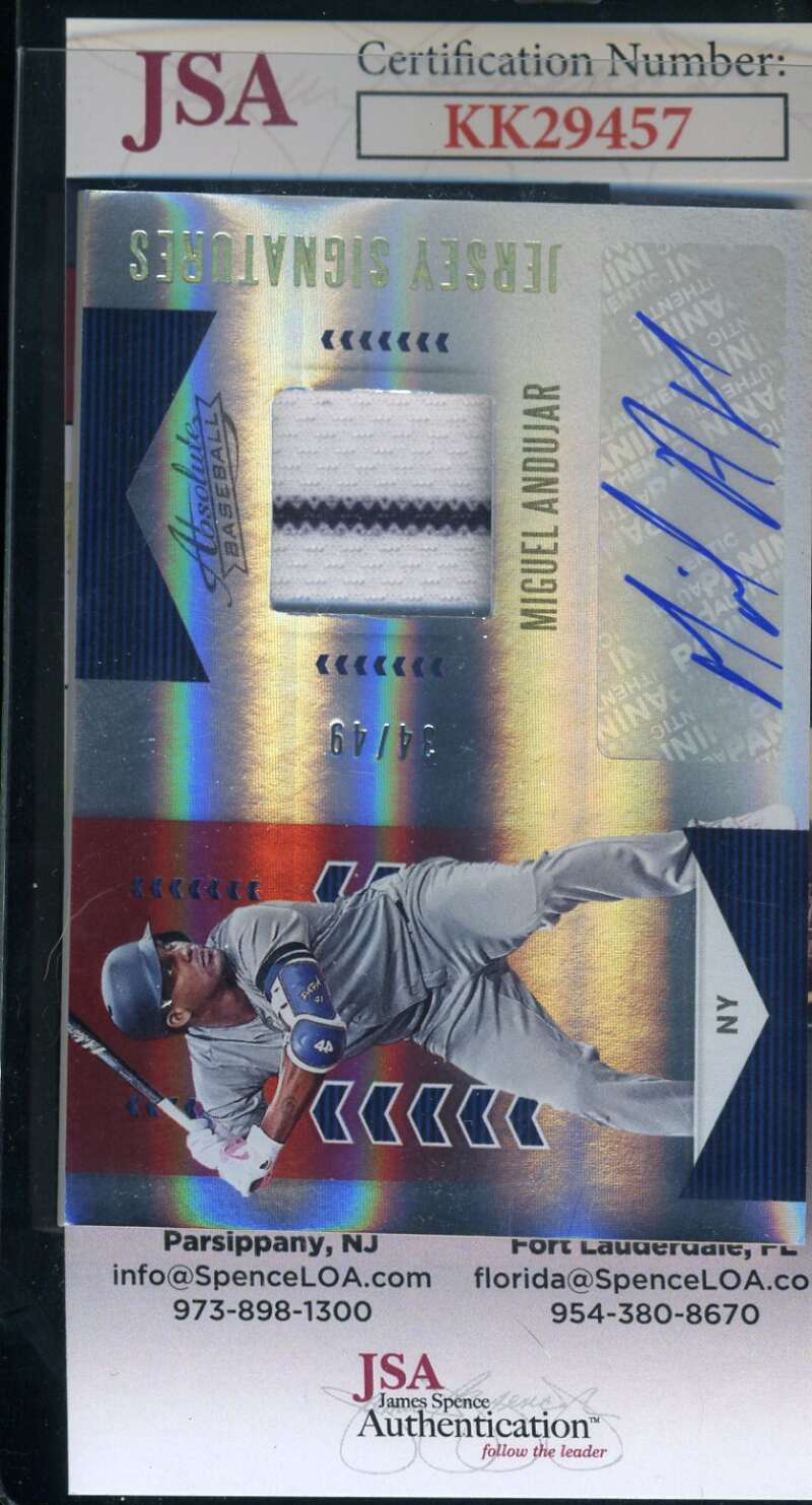 Miguel Adujar JSA Coa Autograph 2020 Panini Jersey Signatue Signed
