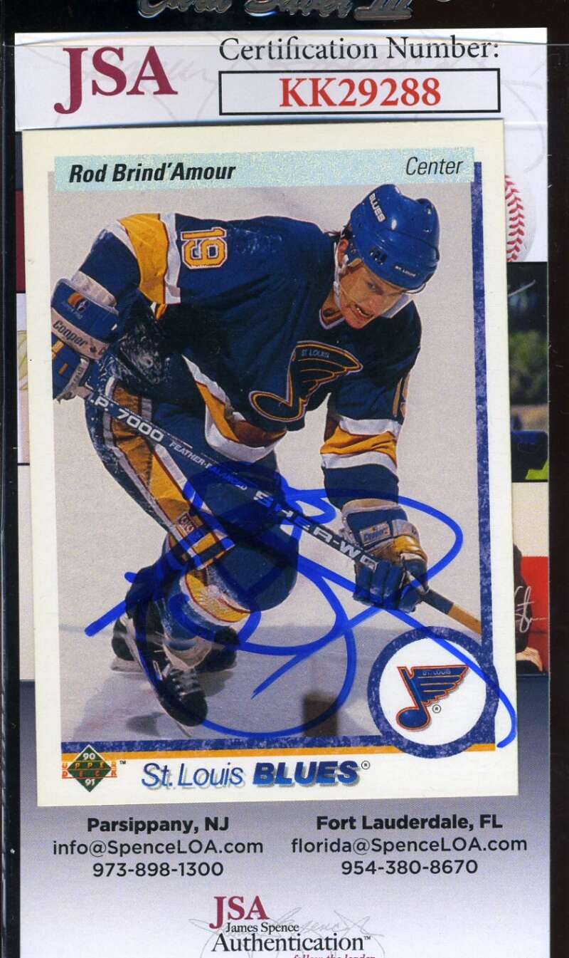 Rob Brind`amour JSA Coa Hand Signed 1991 Upper Deck Autograph
