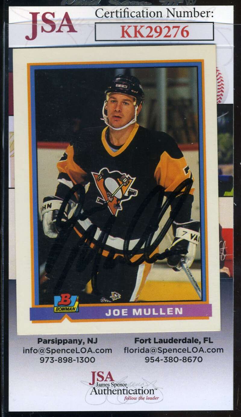 Joe Mullen JSA Coa Hand Signed 1991 Bowman Autograph