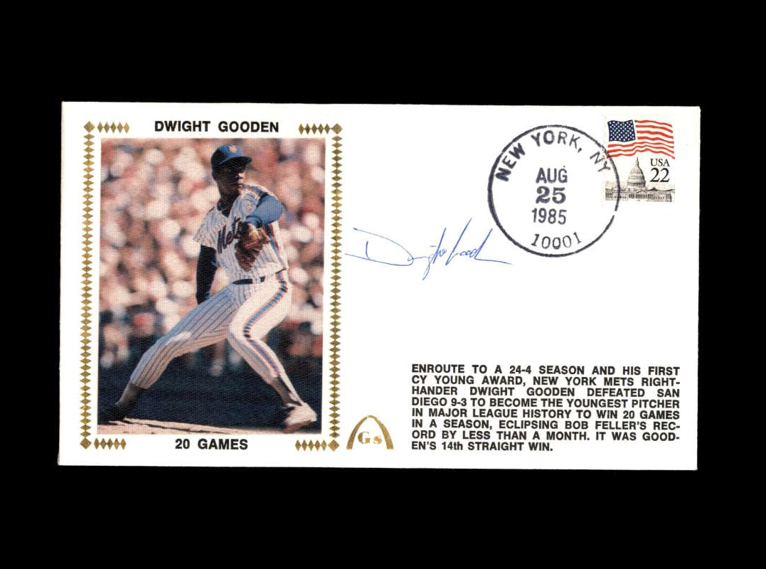 Dwight Gooden Hand Signed 1985 20 Games FDC Cache Autograph