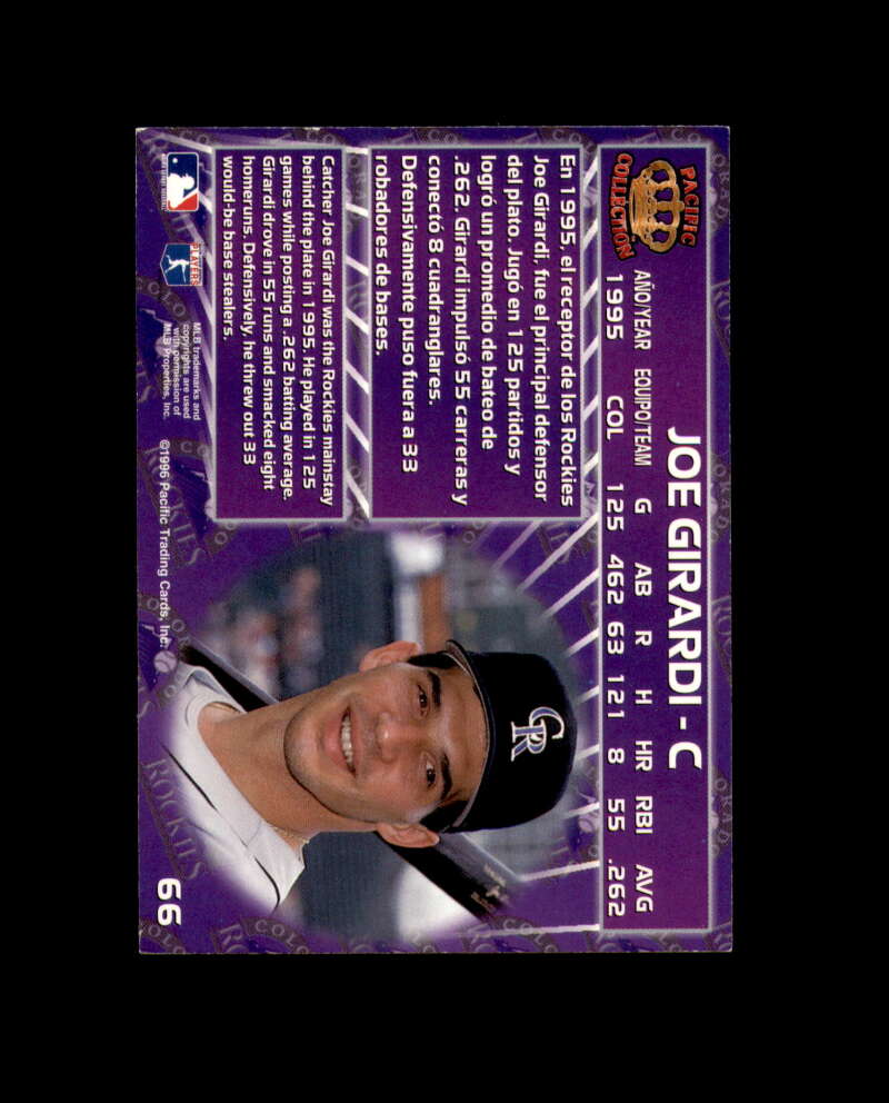 Joe Girardi Hand Signed 1996 Pacific Colorado Rockies Autograph