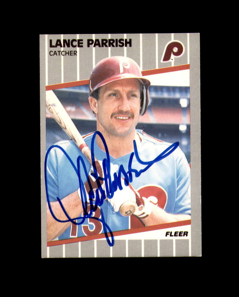 Lance Parrish Hand Signed 1989 Fleer Philadelphia Phillies Autograph
