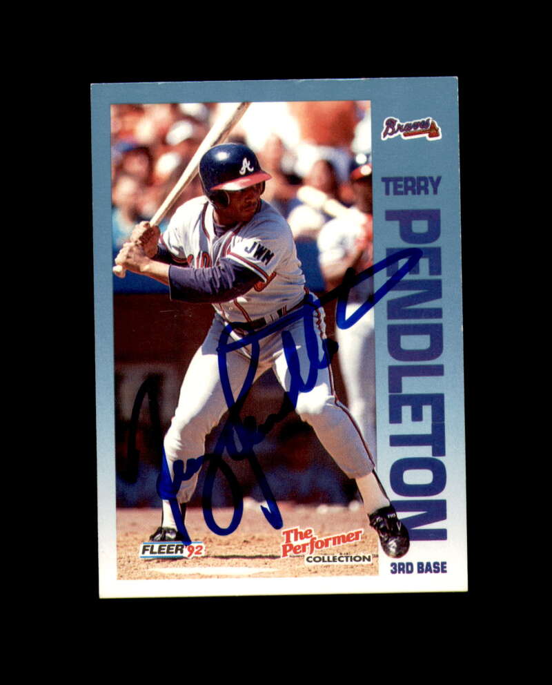 Terry Pendleton Hand Signed 1992 Fleer Citgo The Performer Atlanta Braves Autograph
