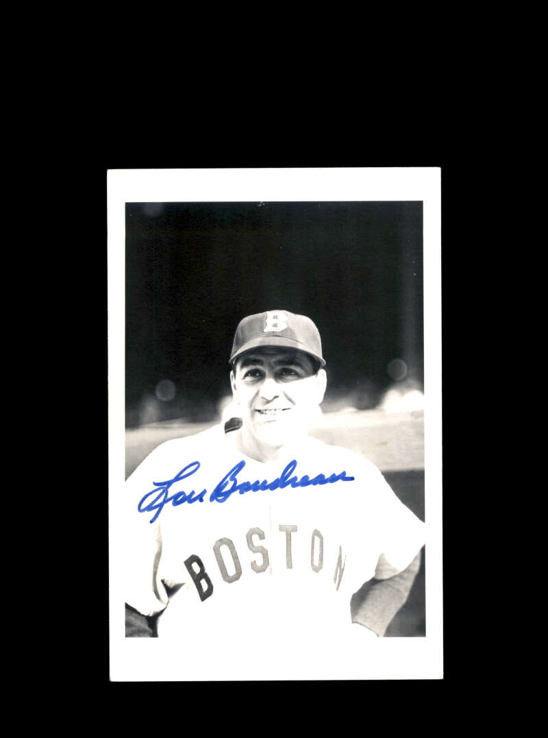 Lou Boudreau Hand Signed Red Sox Postcard  Autograph