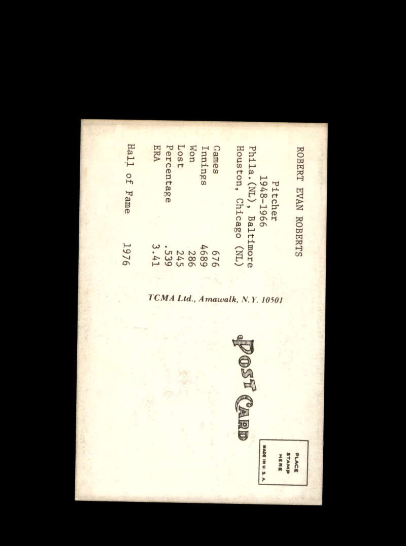 Robin Roberts Hand Signed 1976 TCMA Postcard  Autograph