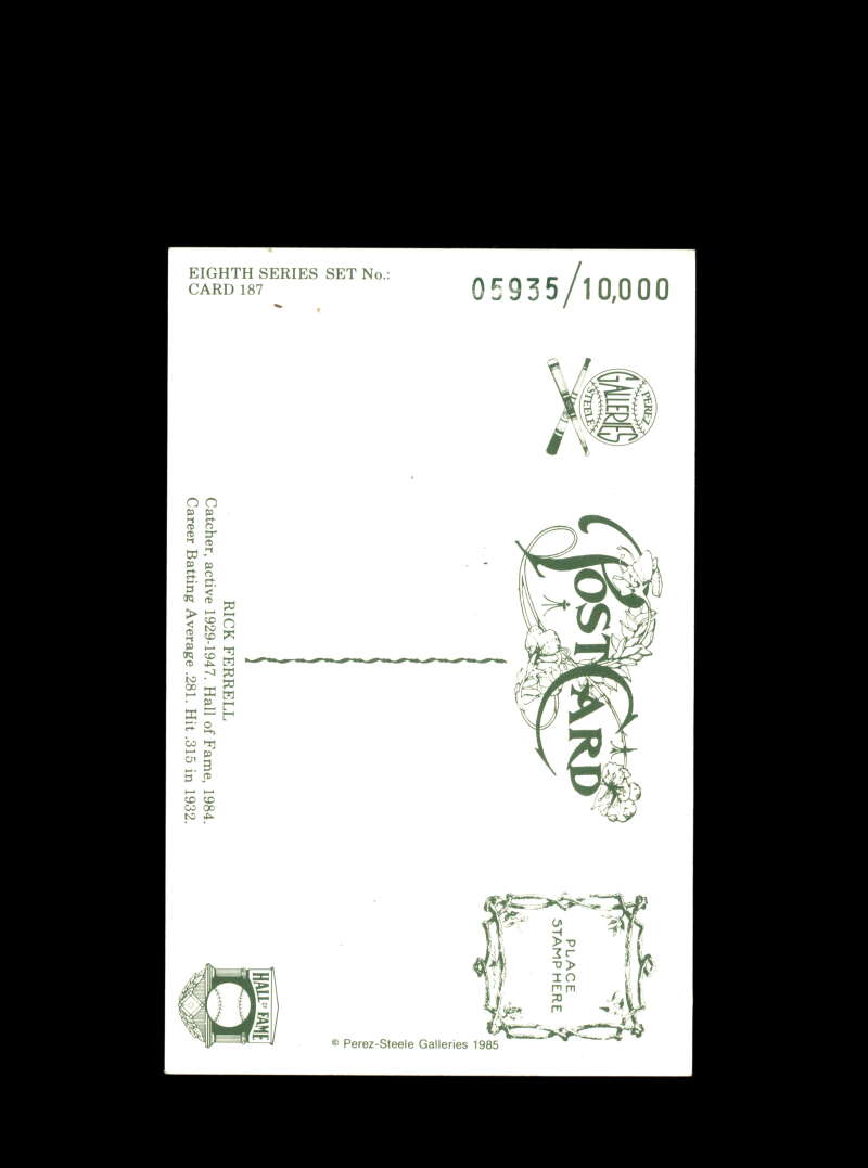 Rick Ferrell Hand Signed Perez Steele Postcard  Autograph