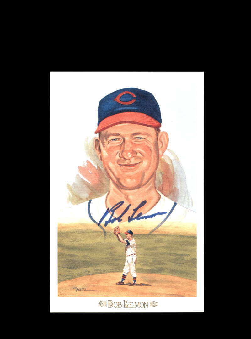 Bob Lemon Signed Perez Steele Celebration Postcard  Autograph