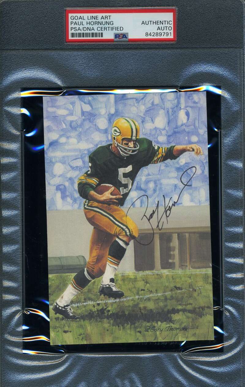 Paul Hornung PSA DNA Coa Signed Slabbed Goal Line Art Card Autograph