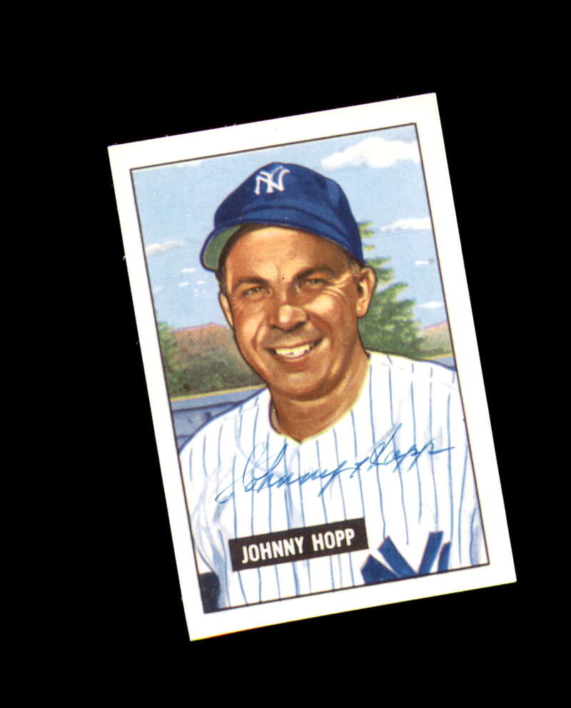Johnny Hopp Hand Signed 1951 Bowman Reprint New York Yankees Autograph