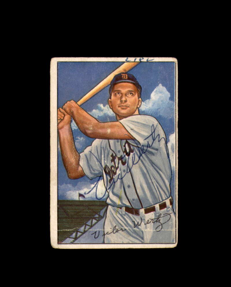 Vic Wertz Hand Signed 1952 Bowman Detroit Tigers Autograph