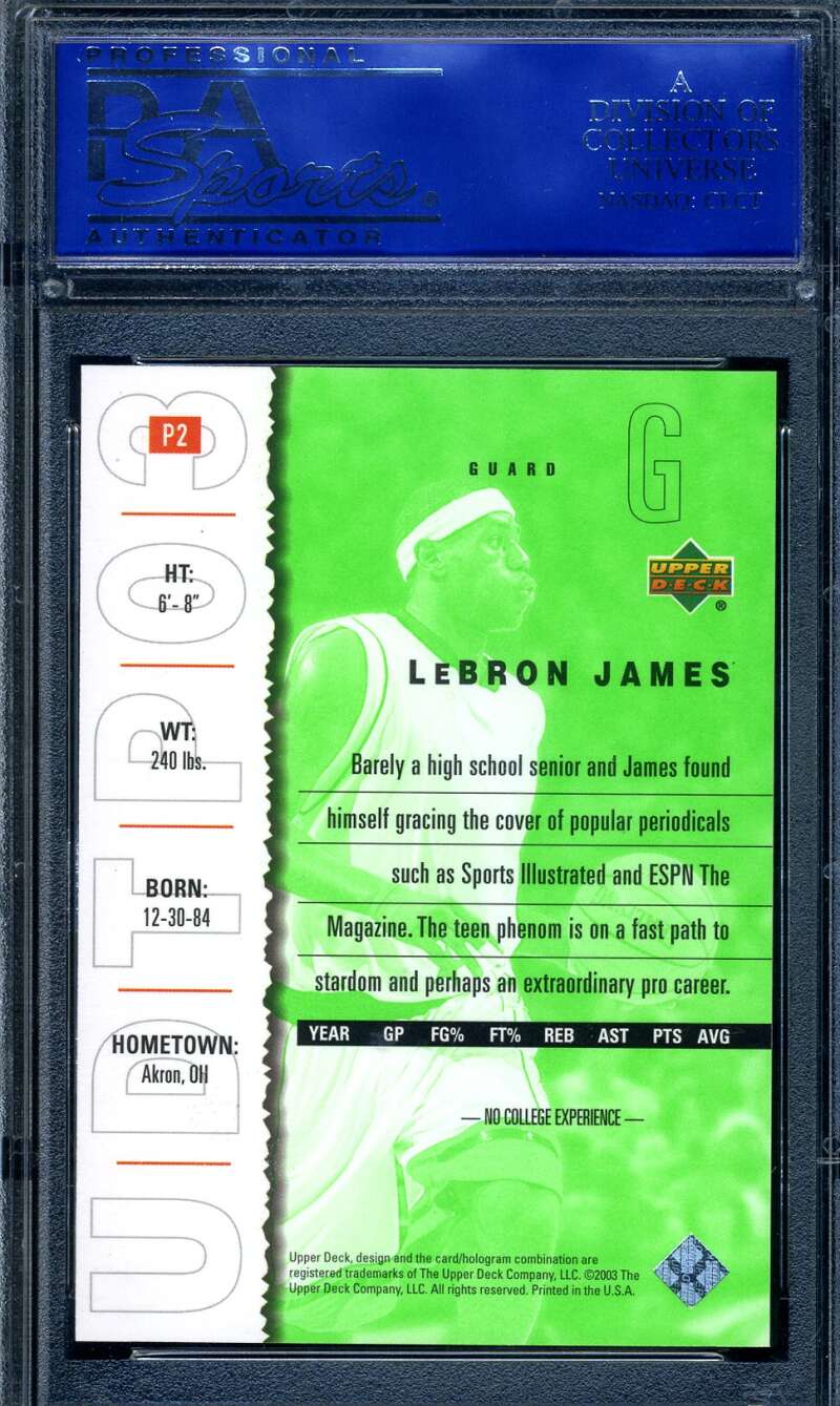 Lebron James Psa Mint 9 2003 04 Upper Deck Top Prospects Promo Rookie