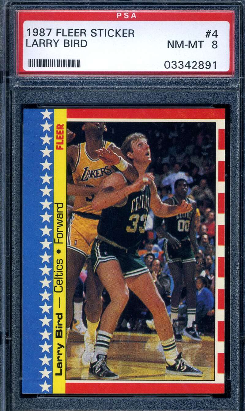 Larry Bird Psa Nm Mt 8 1987 Fleer Sticker