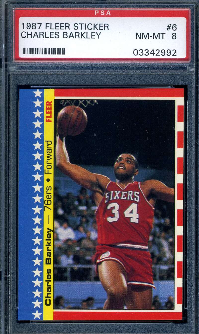 Charles Barkley Psa Nm Mt 8 1987 Fleer Sticker