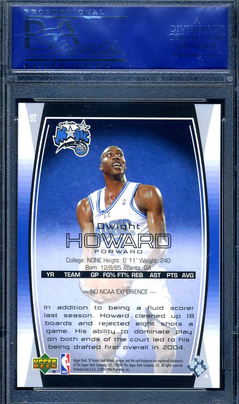 Dwight Howard Psa Mint 9 2004 SP Game Used Rookie /999