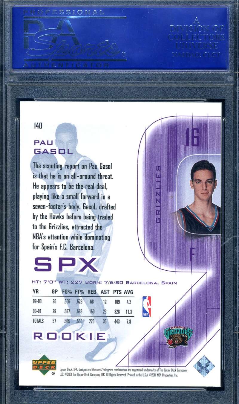 Pau Gasol Psa Mint 9 2001 SPX Rookie 2