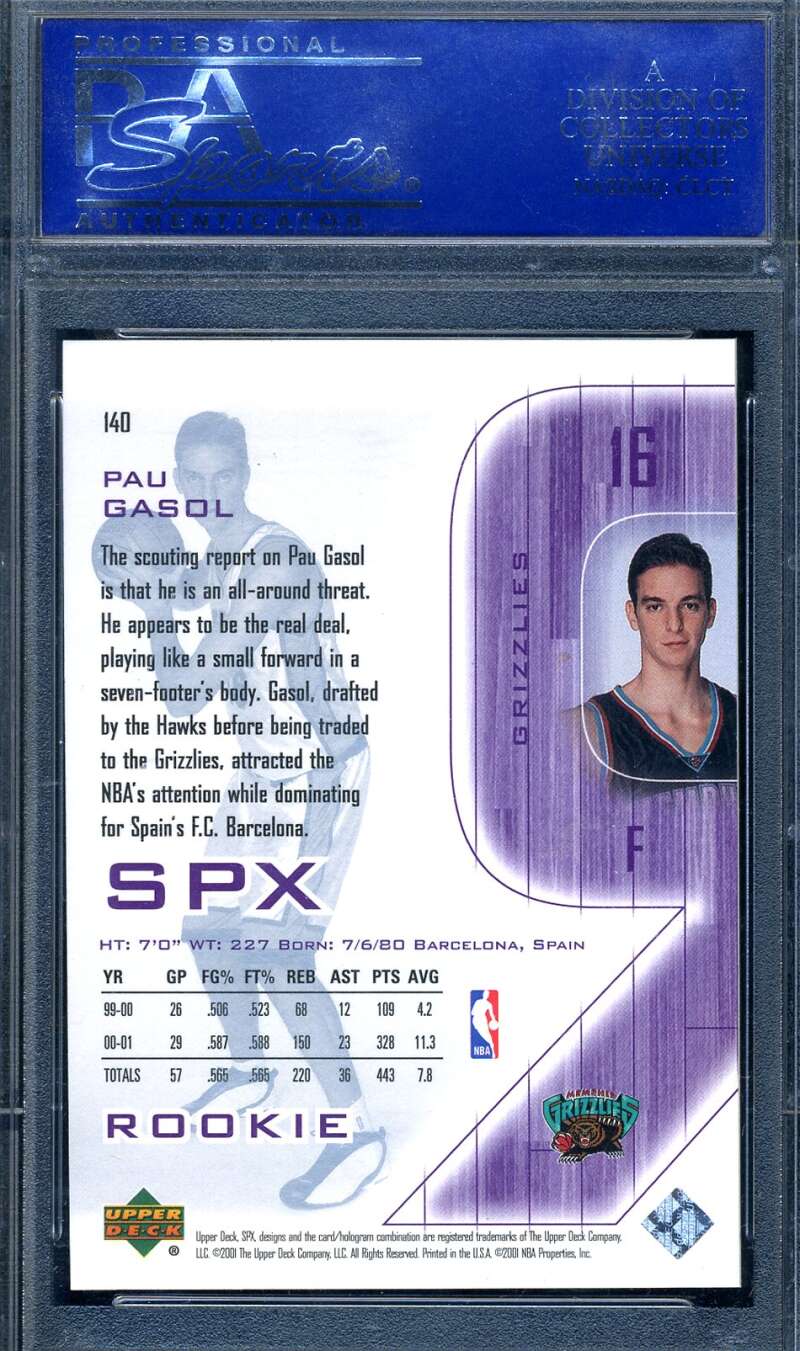 Pau Gasol Psa Mint 9 2001 SPX Rookie 3