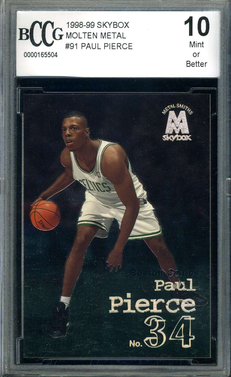 Paul Pierce Beckett BCCG 10 1998 Skybox Molten Metal Rookie