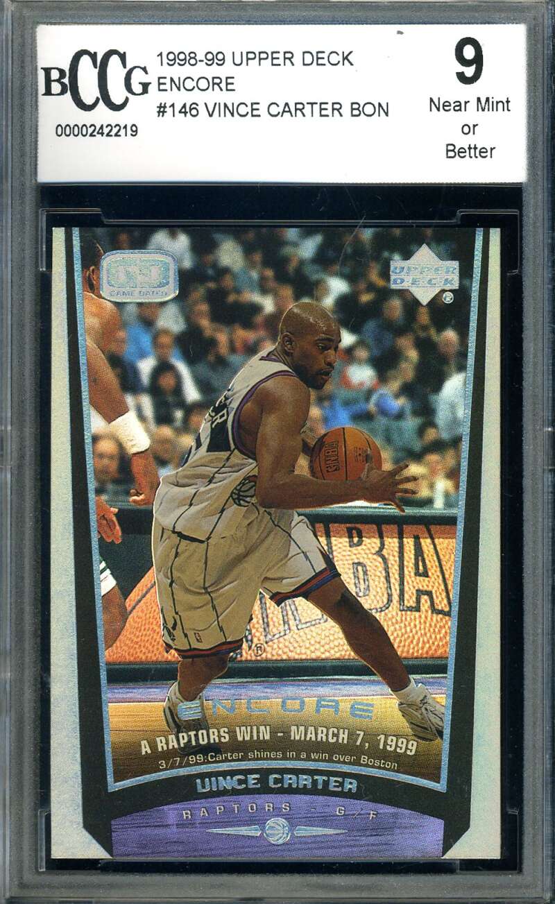 Vince Carter Beckett BCCG 9 1998 Upper Deck Encore Rookie