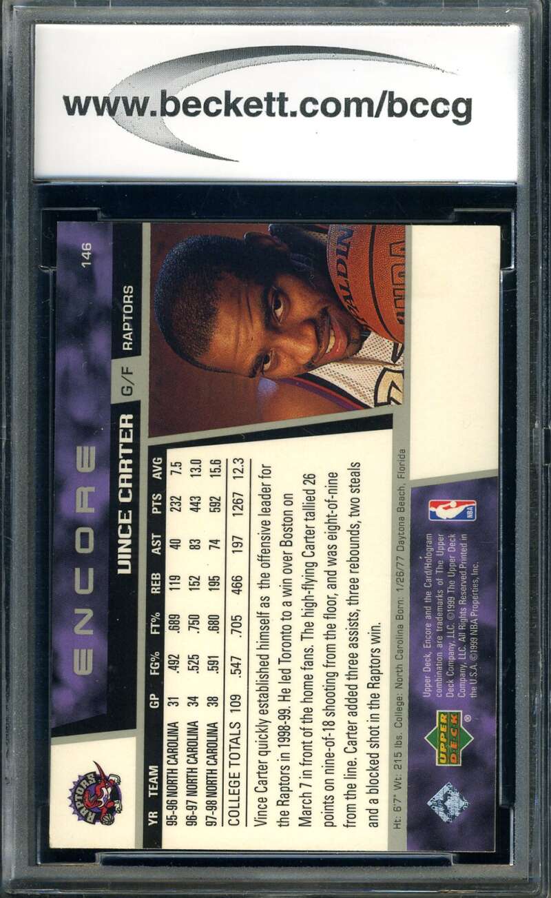 Vince Carter Beckett BCCG 9 1998 Upper Deck Encore Rookie