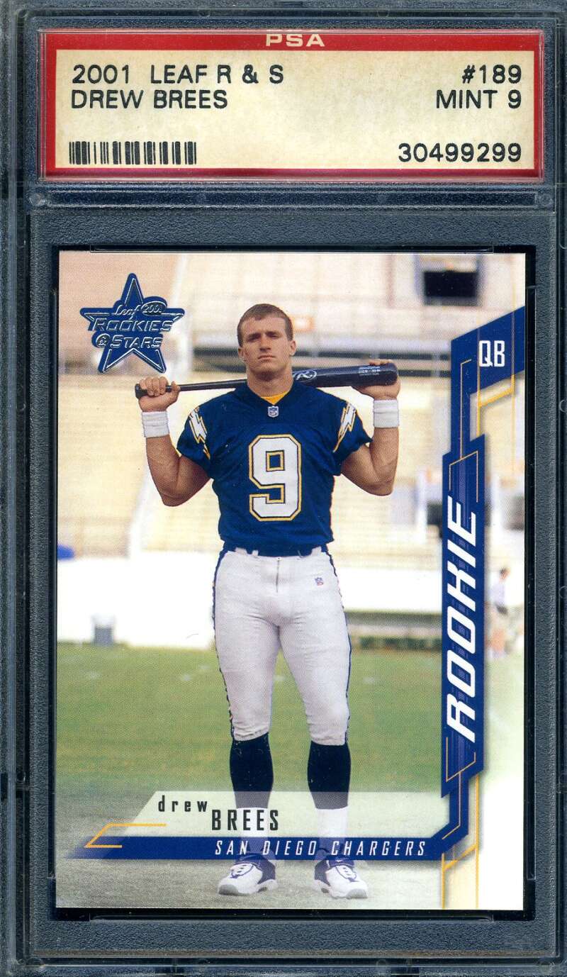 Drew Brees PSA Mint 9 2001 Leaf Rookies And Stars