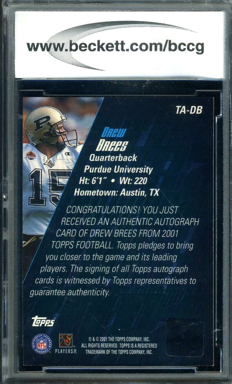 Drew Brees BCCG 9 2001 Topps Autographs