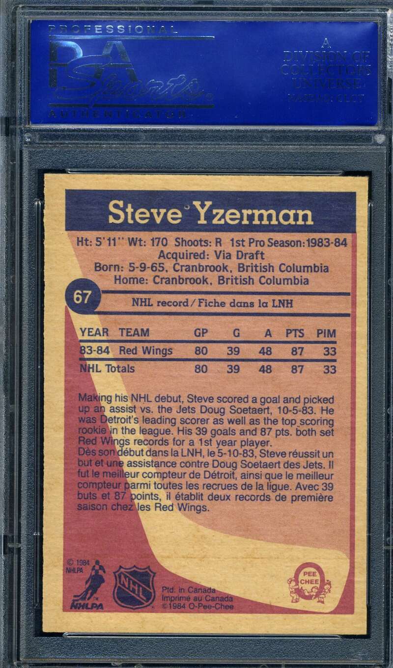 Steve Yzerman PSA NM 7 1984 OPC Rookie