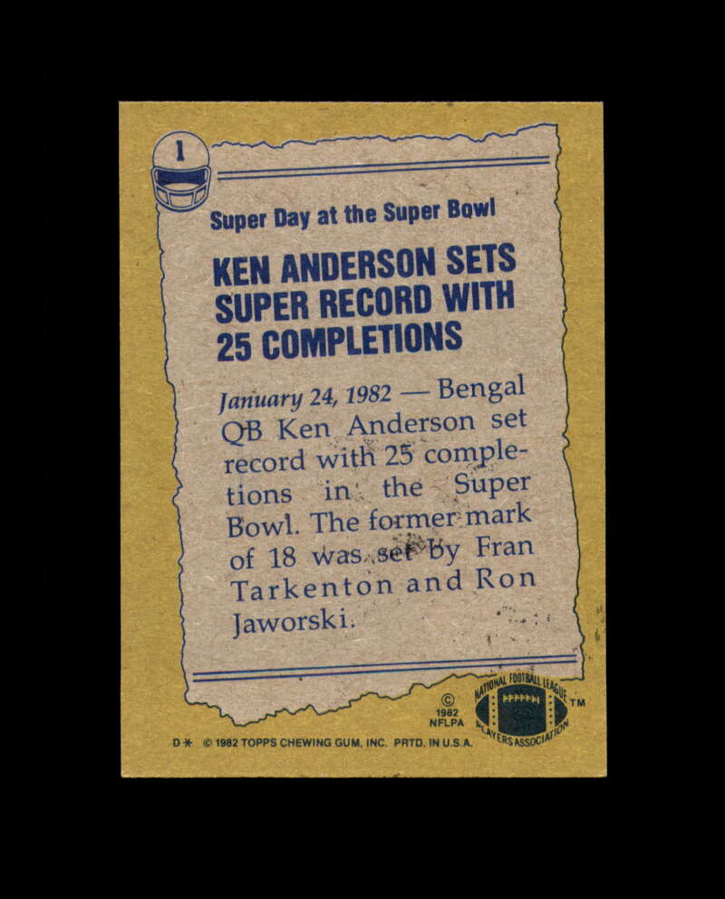 Ken Anderson Hand Signed 1982 Topps Cincinnati Bengals Autograph