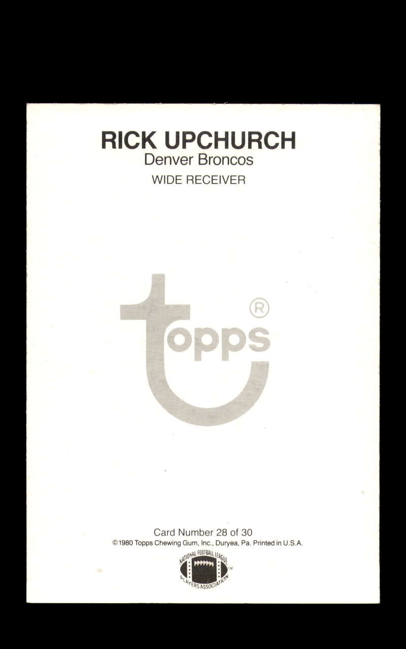 Rick Upchurch Hand Signed 1980 Topps Super Denver Broncos Autograph
