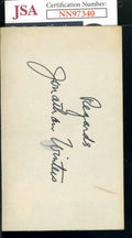 Jonathan Winters JSA Coa Signed 3x5 Index Card Autograph
