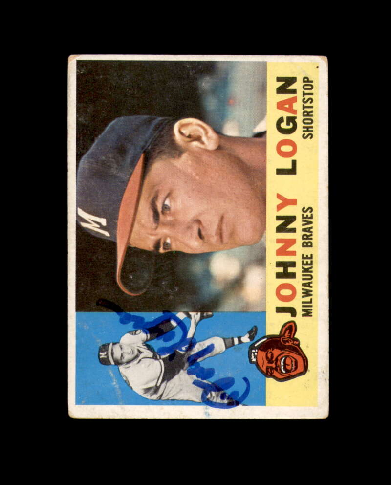 Johnny Logan Hand Signed 1960 Topps Milwaukee Braves Autograph