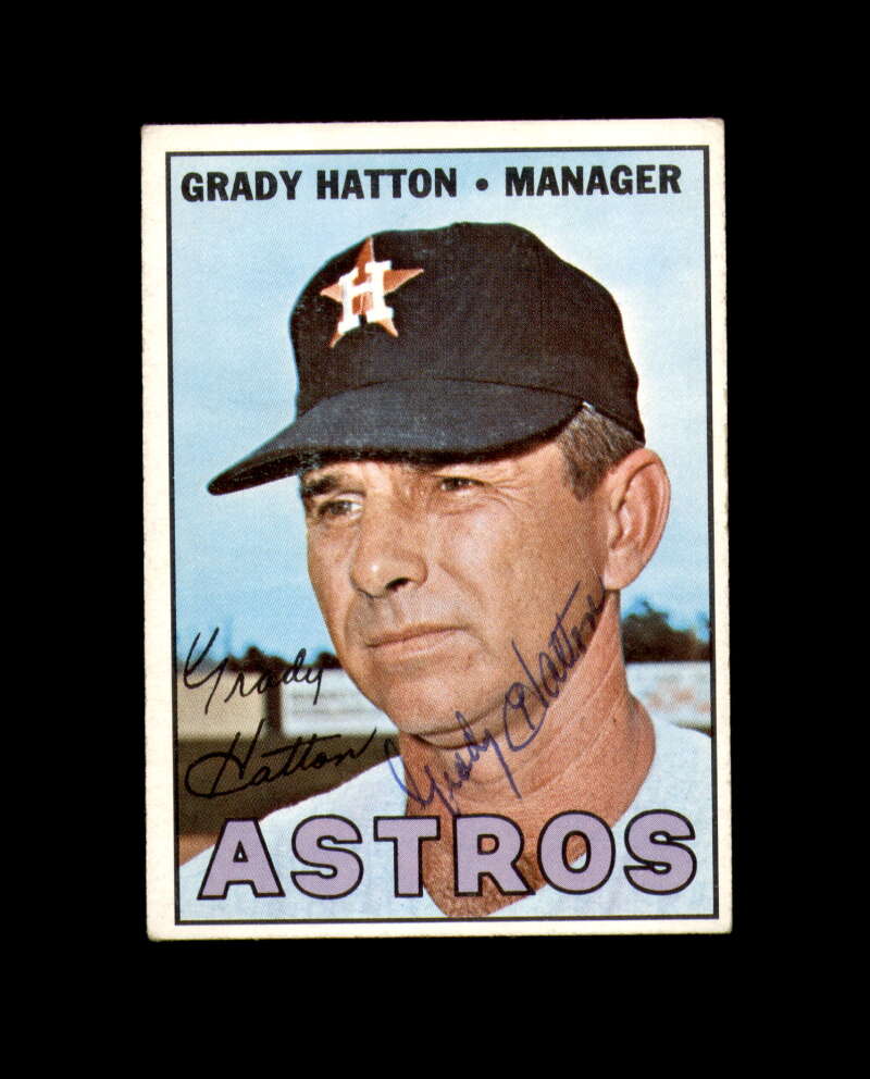 Grady Hatton Hand Signed 1967 Topps Houston Astros Autograph
