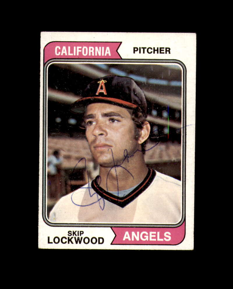 Skip Lockwood Hand Signed 1974 Topps California Angels Autograph
