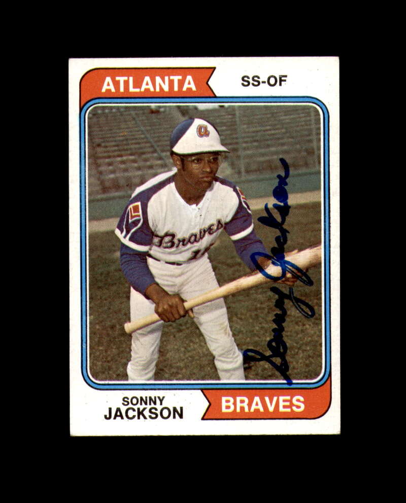 Sonny Jackson Hand Signed 1974 Topps Atlanta Braves Autograph